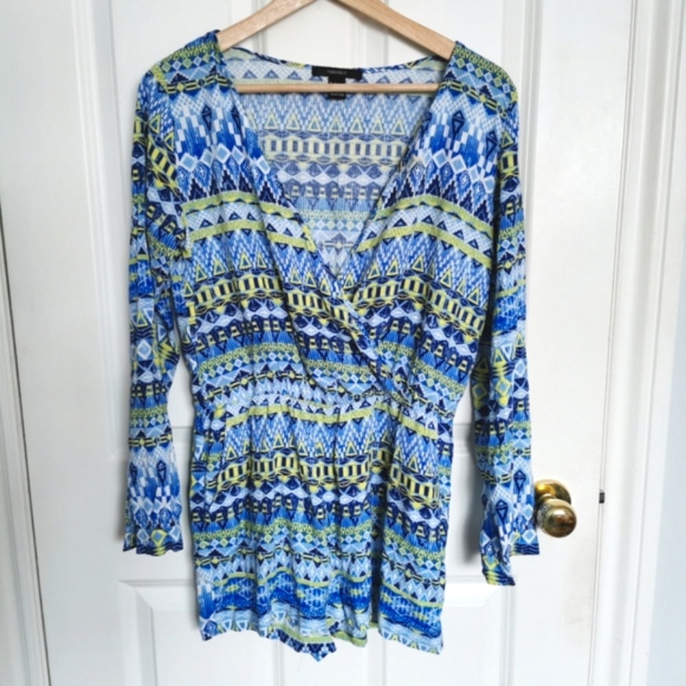 Neon geometric print romper